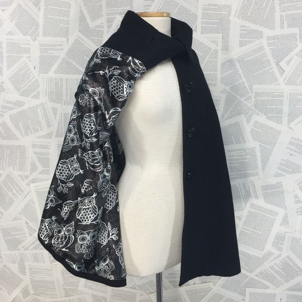 Steve Madden Wool Blend Cape Owl Lining Black M/L